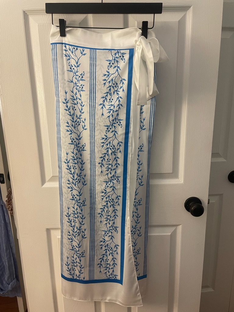 Women’s White & Blue Maxi Wrap Skirt